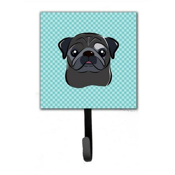 Carolines Treasures BB1201SH4 Checkerboard Blue Black Pug Leash & Key Holder