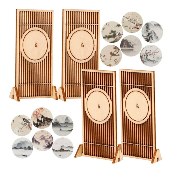 Raindrops 1 Set Diy Miniature Room Divider Desktop Toys Diy Mini Screen Mini Chinese Folding Screens With Sticker