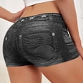 thumbnail image 6 of Yubnlvae Denim Yoga Shorts Butt-Lifting Stretchy Denim Shorts - Ripped Print Workout Shorts - Anti-Slip Gym & Running Shorts (S-XXL) (Black | XL), 6 of 6