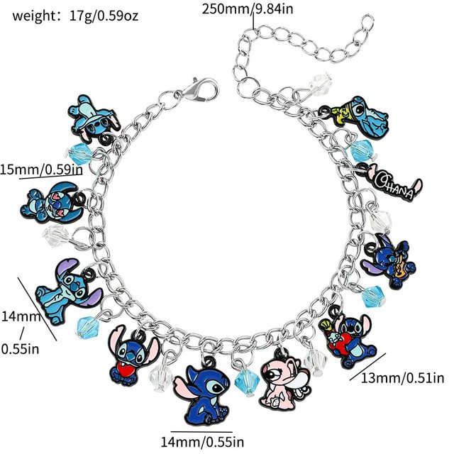 Disney-pulsera de esmalte de Lilo & Stitch para mujer, joyería de moda periférica de Anime, accesorios de mano de dibujos animados creativos, bricolaje