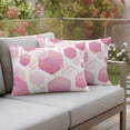 thumbnail image 2 of Outdoor Waterproof Pillow Covers Watercolor Pink Hexagon Decorative Throw Pillow Protectors,Pillowcase Cushion Cases for Patio Sofa Garden Couch,20x12in,Pack of 2, 2 of 14