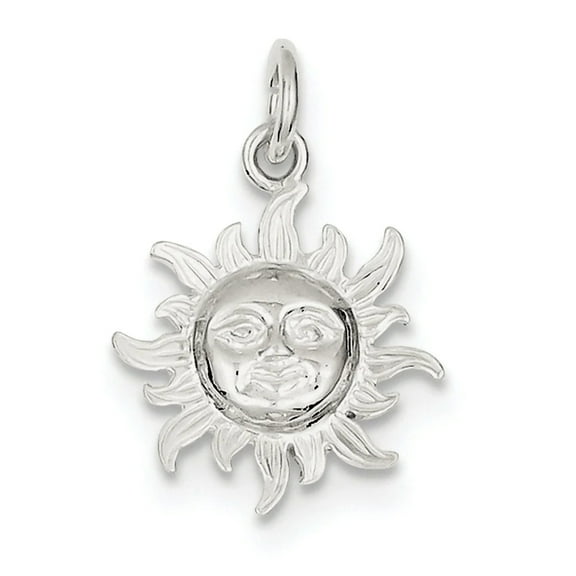 925 Sterling Silver Solid Polished Sun Charm 24x17mm Wide Pendant Necklace for Women - 1.3 Grams