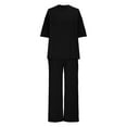 thumbnail image 7 of Bovxnpu Summer Casual Outfits For Women, 2 Piece Lounge Sets, Women's Summer Solid Color Casual Top Wide Leg Pants Track Suit Set M, 7 of 7
