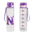 thumbnail image 2 of Veeogra Water Bottle 34Oz,Letter&nbsp;N Purple Water Bottle,Frosted Plastic Water Bottle,Leak Proof Water Bottles,Water Bottle With Time Marker,Lightweight Water Bottle With Strap,Gym Water Bottle, 2 of 7