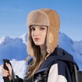 thumbnail image 2 of ZQUUVOU Winter Hats Trapper Trooper Hat With Ear Flaps Russian Ushanka Hats Men Women Waterproof Windproof Khaki, 2 of 4