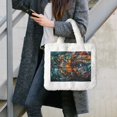 thumbnail image 7 of Yiaed Colorful Graffiti Abstract Eye Print Fluffy Shoulder Bag Plush Bags Women Ladies Tote Bag Fluffy White Furry Purse Handbag for Autumn and Winter, 7 of 7