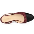 thumbnail image 4 of BLISSFUL STEP Women's Plaid Cap Toe Slingback Chunky Heel Pumps Red (Size 6), 4 of 4