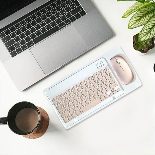 Conjunto inalámbrico de teclado y ratón magnéticos rosas compatibles con teléfonos móviles, tabletas y ordenadores