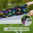 thumbnail image 6 of Colorful Mushroom Star Black Pattern Square Fitted Tablecloth with Elastic Edge,Square Table Cover,Washable Elastic Table Cover for Home Kitchen Party Decor 34"x34", 6 of 6