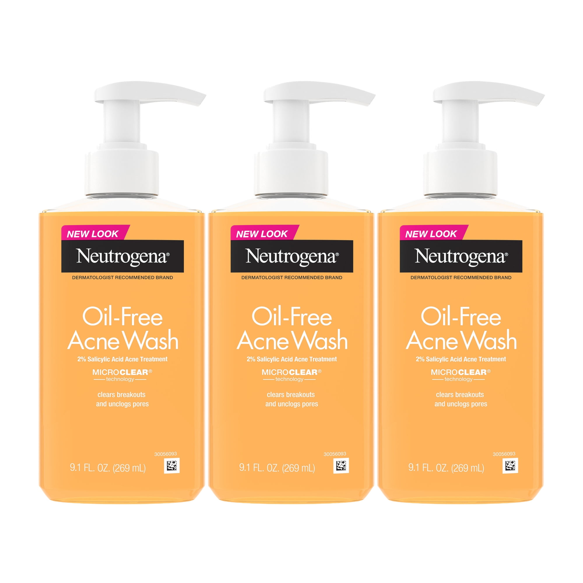 Neutrogena Oil Free Acne Face Wash, 3 PK, 9.1 fl oz