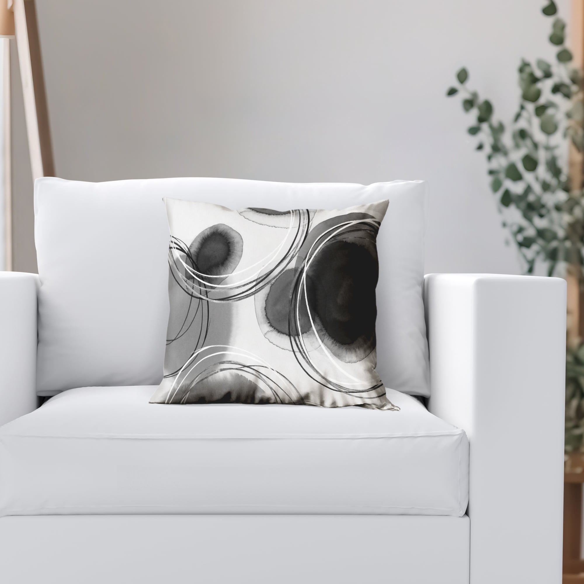 Americanflat 14"x14" Abstract Throw Pillow with Premium Polyester - Black and White