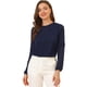 thumbnail image 1 of INSPIRE CHIC Top de la blusa de la oficina del trabajo del cuello del ojo de la cerradura de las mangas largas semi transparentes de la gasa elegante de las mujeres Azul oscuro XL, 1 of 6