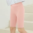 thumbnail image 2 of Kwasome Shorts For Girls Summer Knee Length Pure Color High Waisted Shorts Slim Breathable Shorts Wear Yoga Pants Over Out Wear 9-12 Years Pink, 2 of 5