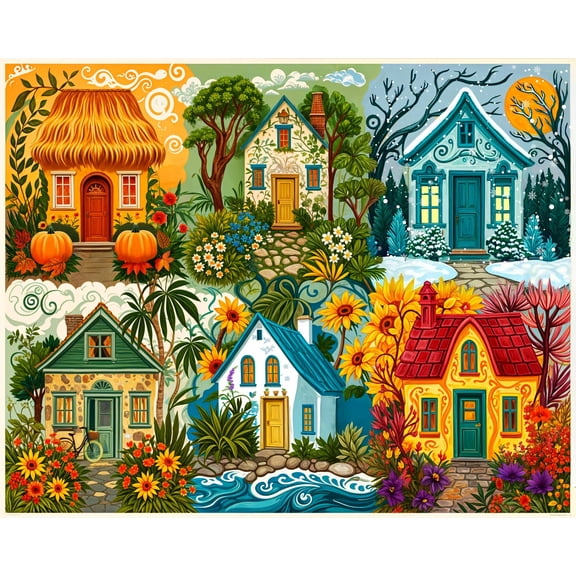 Springbok 1000 Piece Seasons of Home Jigsaw Puzzle for Adults - Poster Included