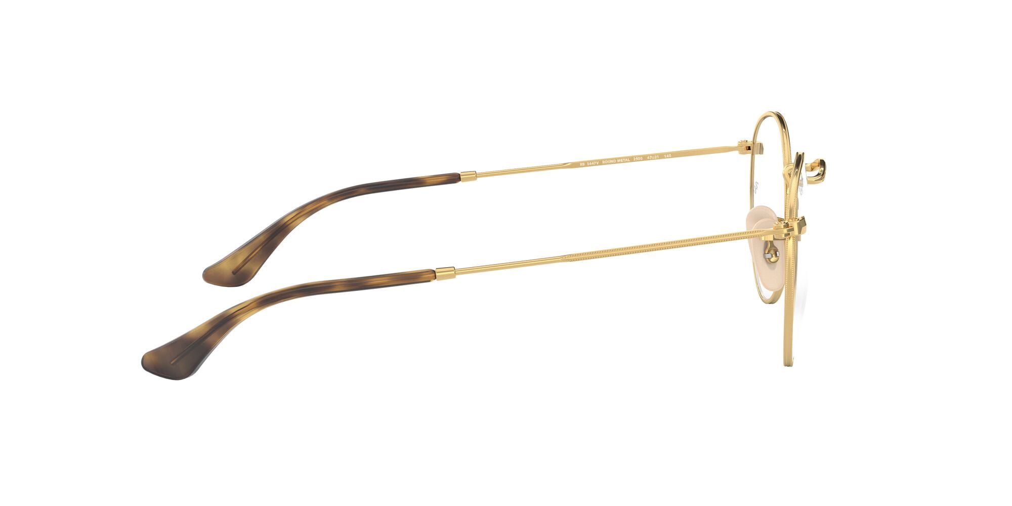 Ray-Ban Round Metal Prescription Eye Glasses with Metal Frames and Case, Arista Gold, Size 50
