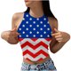 thumbnail image 1 of Día de la Independencia Mujer Moda Verano Top Impresión Cuello redondo Sin mangas Ombligo Chaleco corto Pompotops  lopia992412, 1 of 5