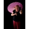 thumbnail image 3 of 32" Black Nylon waterproof bamboo Oriental look umbrella parasol with straight wood handle, 3 of 3