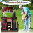 thumbnail image 2 of RoyalCraft Premium Wooden Golf Storage Rack, Golf Bag Organizer, Stylish Golf Bag Storage Rack, Golf Equipment Organizer for Garage, Holds 2 Golf Bags, Indoor Spaces and More (Red Brown), 2 of 6