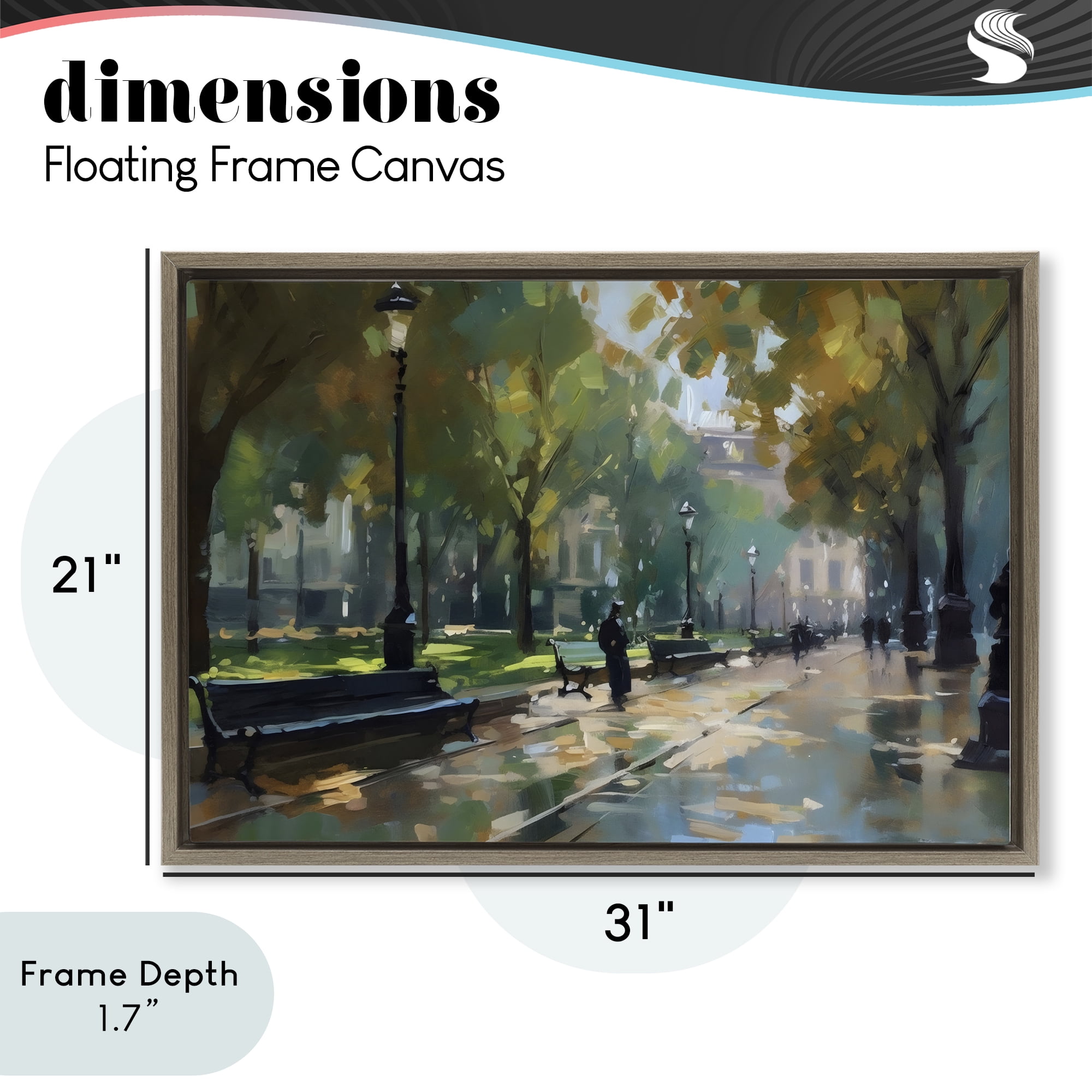Stupell Industries Park Promenade on Rainy Day Brown Framed Floater Canvas Wall Art, design by Creative Studio
