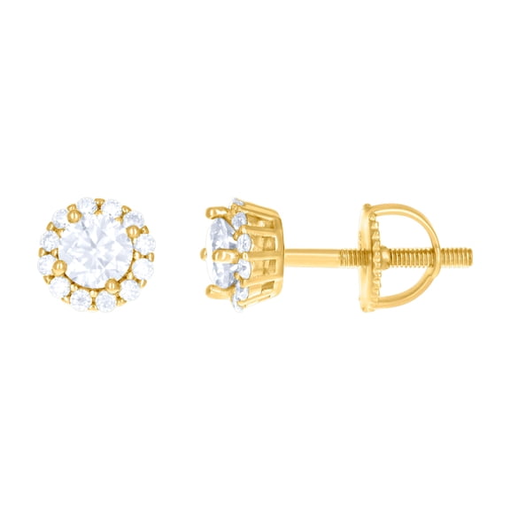 925 Sterling Silver Womens Yellow-tone 1.37ct Moissanite Fashion Stud Earrings 6.2x6.2mm Wide Stud Earring for Women