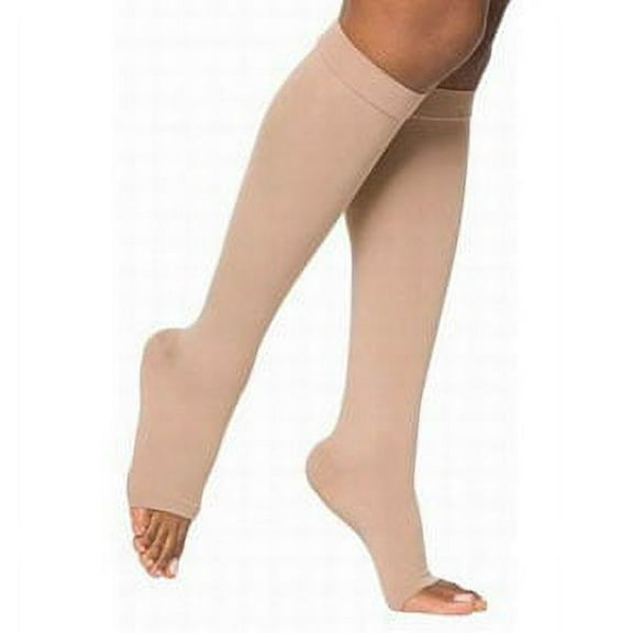 Knee High, 30-40, Open Toe, Regular, Size 5, Beige
