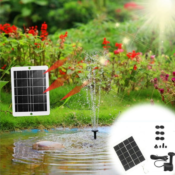 HaoXun 3W 5V Solar Water Pump Kit - High Efficiency Monocrystalline Silicon Panel Fountain Pump with Nozzles for Outdoor Bird Bath, Garden Fish Tank DIY Water Features