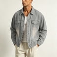 thumbnail image 4 of Mens Denim Jackets Relaxed Fit Trucker Oversized Jean Chest Pockets Classic Comfy Button(Khaki,M), 4 of 8