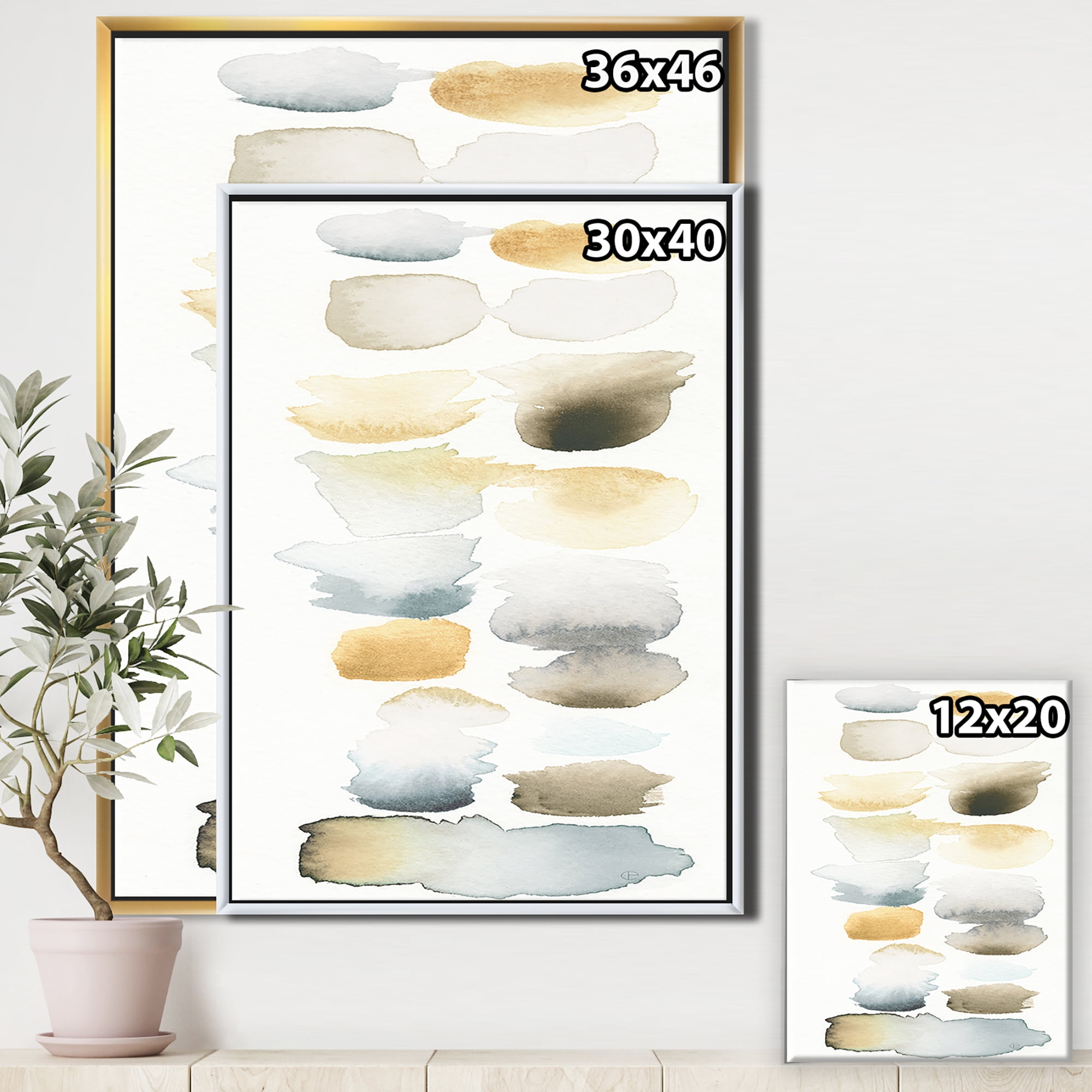 Designart ' Watercolor Geometric Swatch Element V ' MidCentury Modern Transitional Framed Canvas