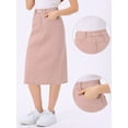 thumbnail image 2 of DARING DIVA Women's Denim Split Back Pockets Midi Jean Skirts M Pink, 2 of 7