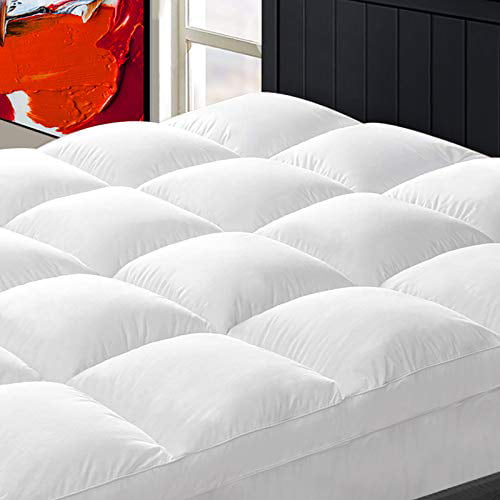 King Size Mattress Pad Cover Memory Foam Pillow Top Cooling Overfilled Topper 