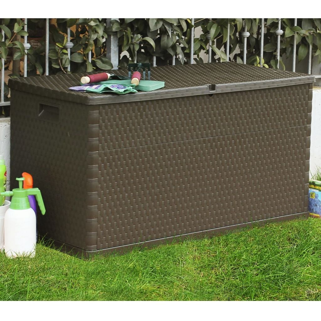 Kepooman Outdoor Patio PP Rectangle Storage Box for Deck Garden, Brown Kepooman Outdoor Patio PP Rectangle Storage Box for Deck Garden, Brown