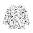 thumbnail image 4 of LTTVQM Girls Tops Size 12-13 Fall Trendy Floral Print Tee Three Quarter Sleeve Holiday Round Neck Blouse Tween Girls Cute Clothes Sky Blue 12-13 Years, 4 of 4