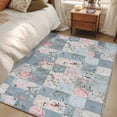 thumbnail image 4 of 3'x5' Area Rugs, Blue Pink Botanical Indoor Outdoor Area Rug for Living Room Bedroom, Spring Floral Vintage Washable Bathroom Rugs Kitchen Floor Carpet Mats Home Decor Aesthetic, 4 of 8