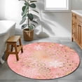 thumbnail image 3 of Round Rugs 3Ft, Pink Snowflake Christmas Round Area Rug Washable Indoor Throw Carpet, Xmas Snowflake Small Non Slip Circle Rug for Bedroom Living Room Home Decor Aesthetic, 3 of 8