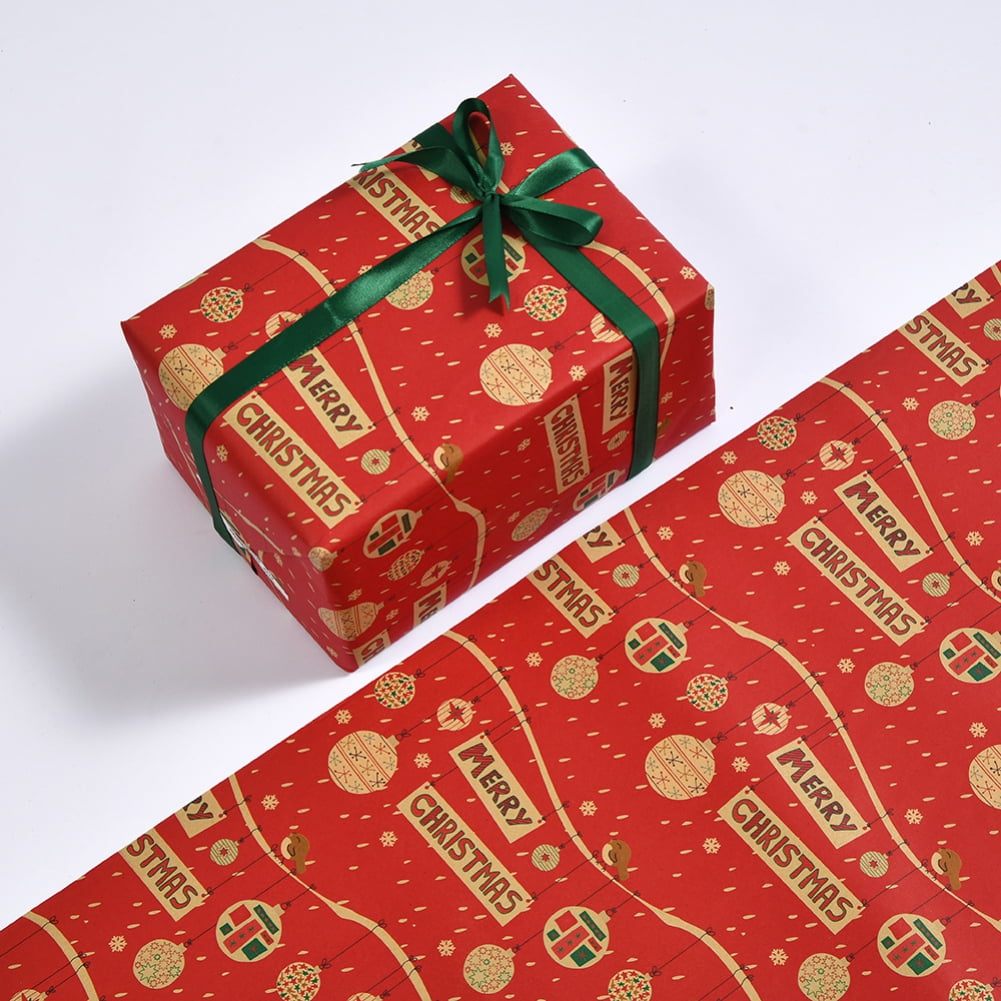 VTG CHRISTMAS WRAPPING PAPER GIFT WRAP RED GREEN GOLD PRESENTS SO