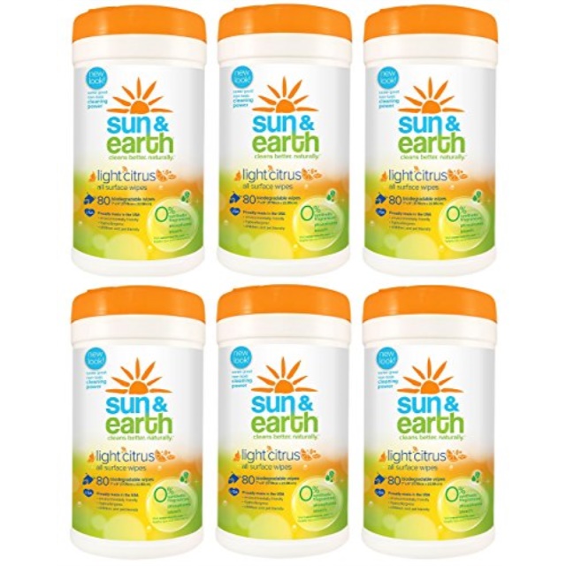 cleaning wipes by sun & earth, biodegradable, and plant based multi