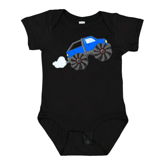 Inktastic Blue Monster Truck Action Boys or Girls Baby Bodysuit