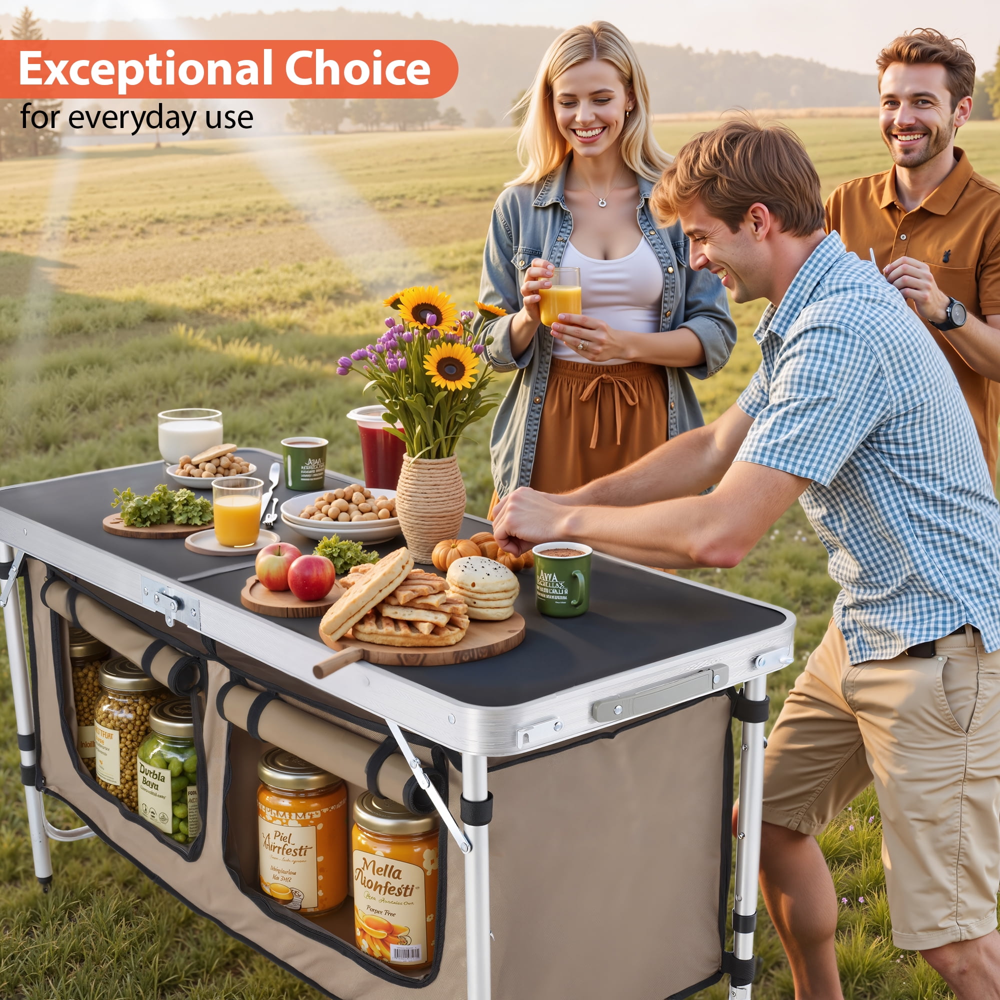 VECUKTY Portable Folding Camping Table Set with Storage VECUKTY Portable Folding Camping Table Set with Storage