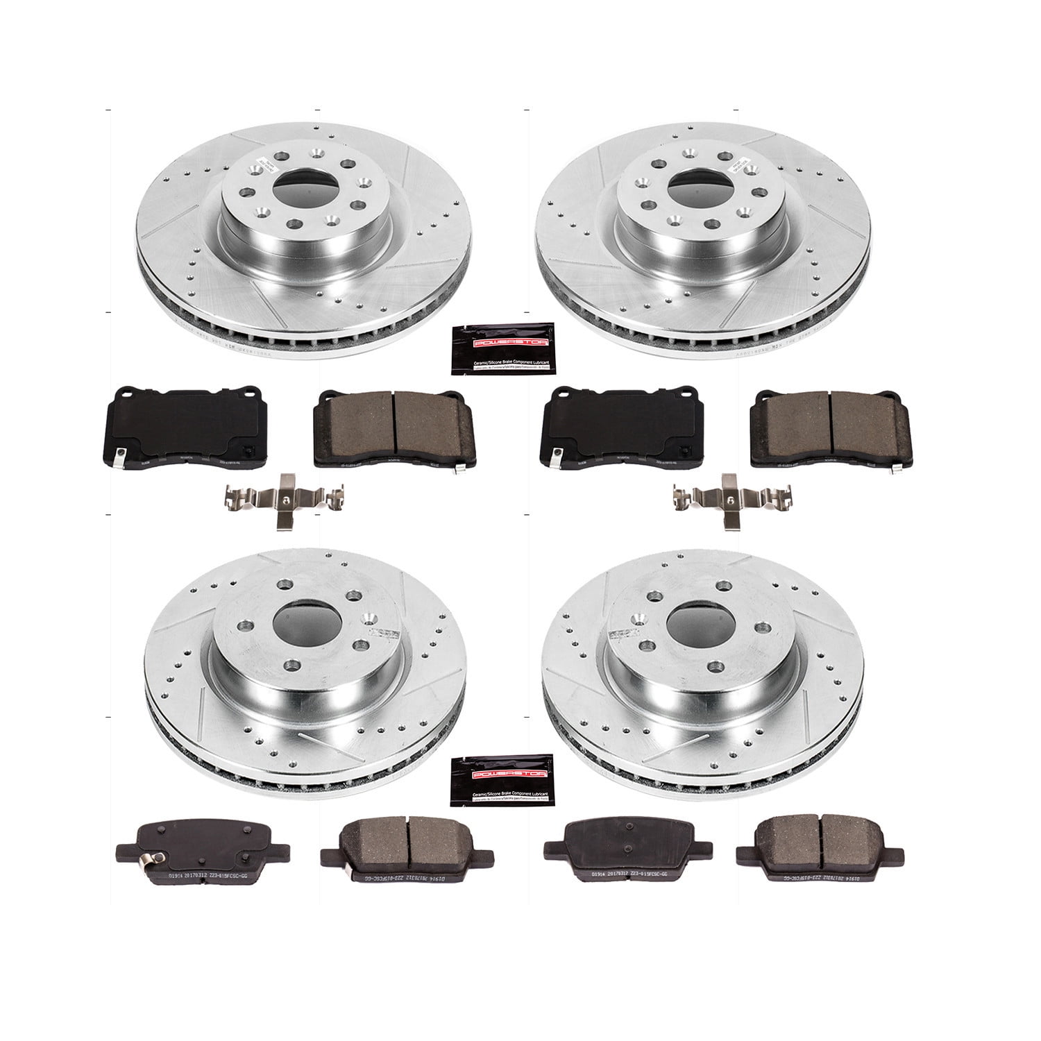 PowerStop Front and Rear Z23 Evolution Sport Carbon-Fiber Ceramic Brake Pad and Drilled & Slotted Rotor Kit Fits: CADILLAC Select Models K7816
