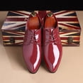 thumbnail image 3 of Zapatos de hombre de cuero brillante, zapatos de moda con cordones en punta, zapatos de moda, 3 of 5