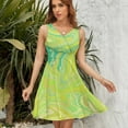 thumbnail image 7 of Lime Green Swirls Sleeveless Dress Women Summer Evening Dresses Ladies Sundress, 7 of 7