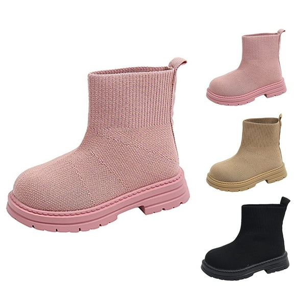 Puntoco Kids Girls' Boots Children's Boots Outdoor Boots Girls' Plush Short Boots Boys' boots Winter Snow Boots for Kids Pink 12(30)