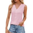 thumbnail image 2 of Women's Tank Tops Women Trendy Tops Loose Solid Color V Neck Sleeveless Shirts,Pink Women's Tanks & Camis S, 2 of 5