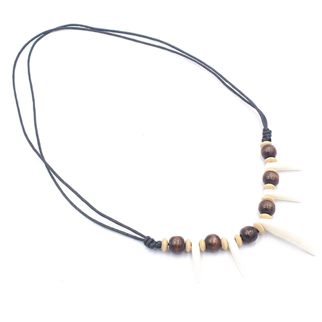 Collar Caiyao Tribal con Diente de Lobo Acrílico Ajustable