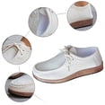 thumbnail image 7 of Womens Loafers Solid Color Lace up Lightweight Boat Shoes Casual Arch Support Slip on Flat Walking Shoes White Size 9, 7 of 7