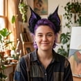 thumbnail image 7 of Hfppkn Plush Bat Ears Headband Gothic Wing Hair Hoop Accessories Purple, 7 of 7