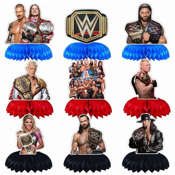 Wrestling Centerpieces Honeycomb Table Toppers Decorations for Photo Props Birthday Party Decor Supplies