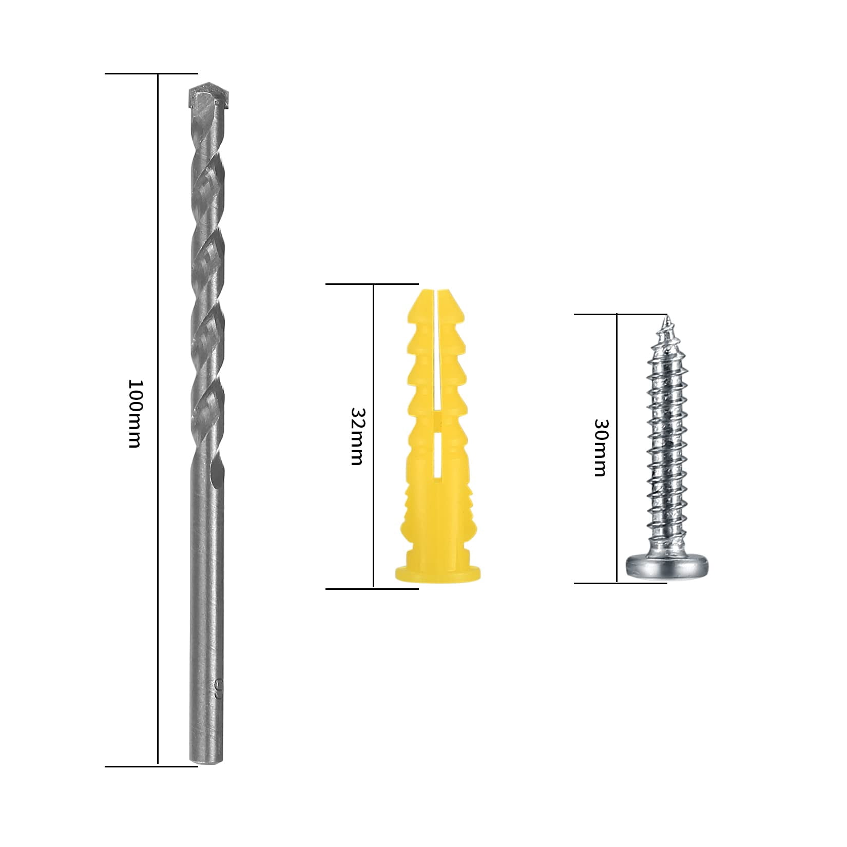 200 Pcs Conical Concrete Wall Anchors and Screws for Drywall, 10# Blue Conical Anchor and Self Tapping Screws, Includes 100 Pcs Drywall Anchors, 100 Pan Head Screw, 1 x Drill Bit (Blue)