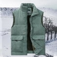 thumbnail image 2 of qolati Mens Puffer Vest Sherpa Lined Sleeveless Quilted Fleece Vest Jacket Corduroy Winter Warm Jacket Lightweight Outdoor Outwear, 2 of 9