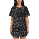 thumbnail image 1 of Balery Black Scientific Conjunto de Pijama para Mujer con Estampado, Dos Piezas de Manga Corta y Shorts, Ropa de Dormir Suave con Cuello Redondo y Bolsillos-Medium, 1 of 6